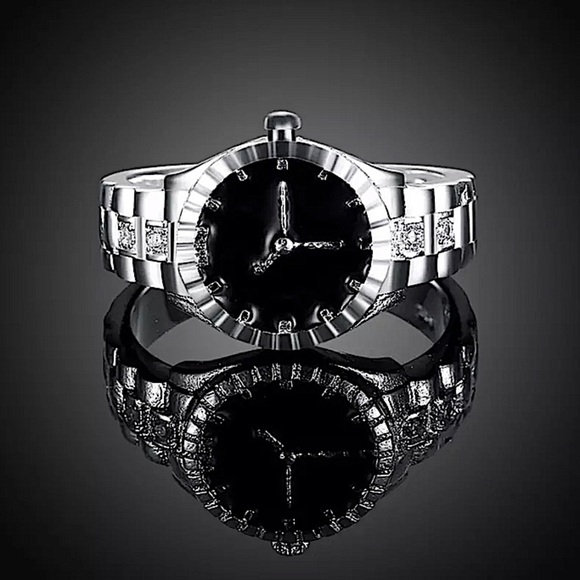 NEW STERLING SILVER CLOCK FACE RING - Picture 4 of 6